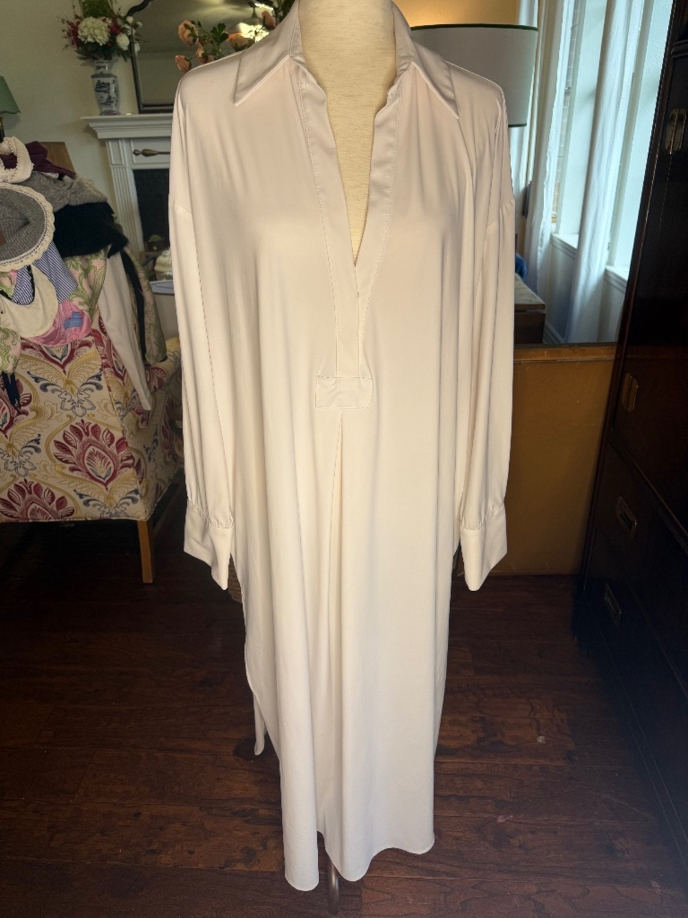 ONA "Tropez II" white oversized shirt dress sz M / L - Picture 1 of 10